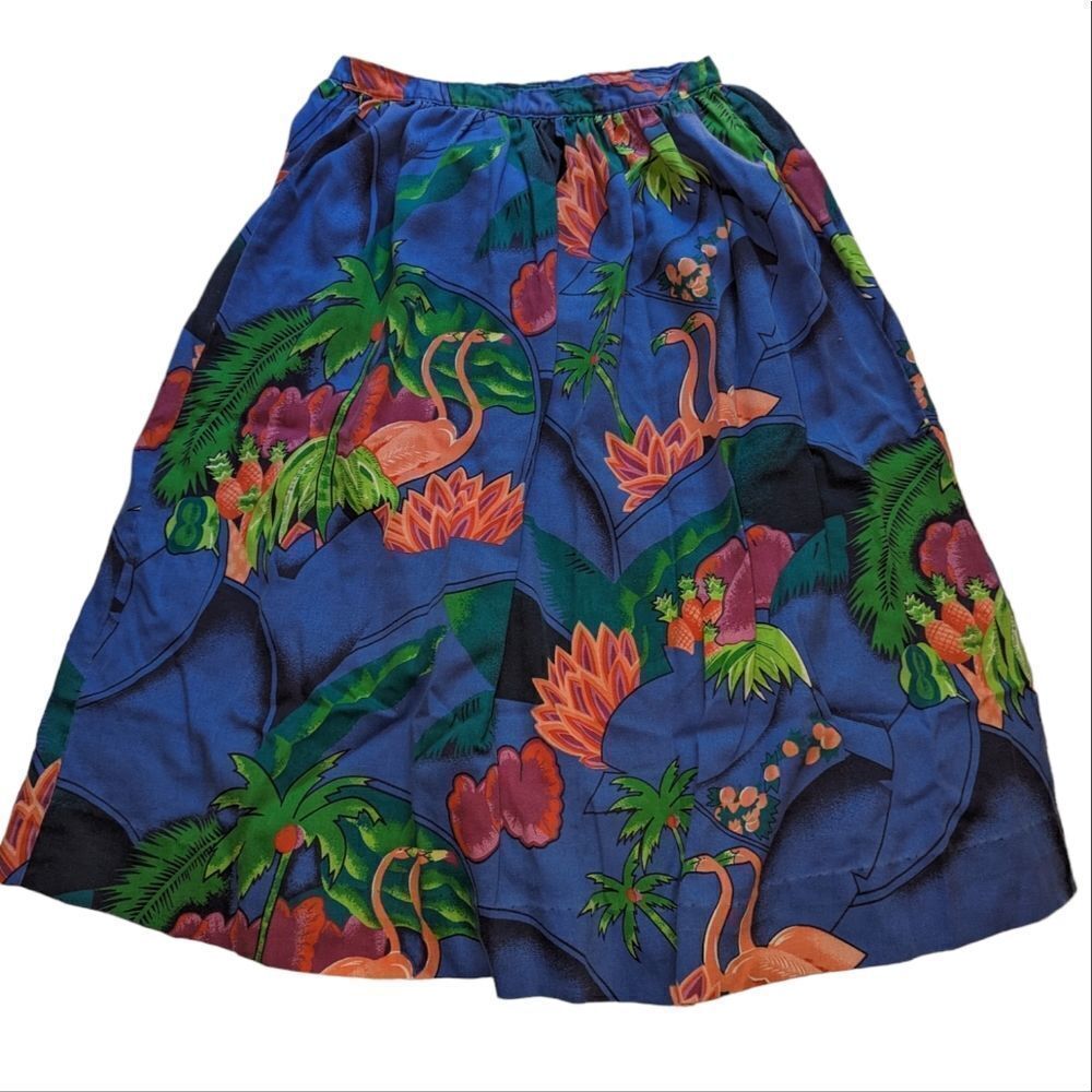 Vintage Cheryl Tiegs flamingo print skirt size 8🦩